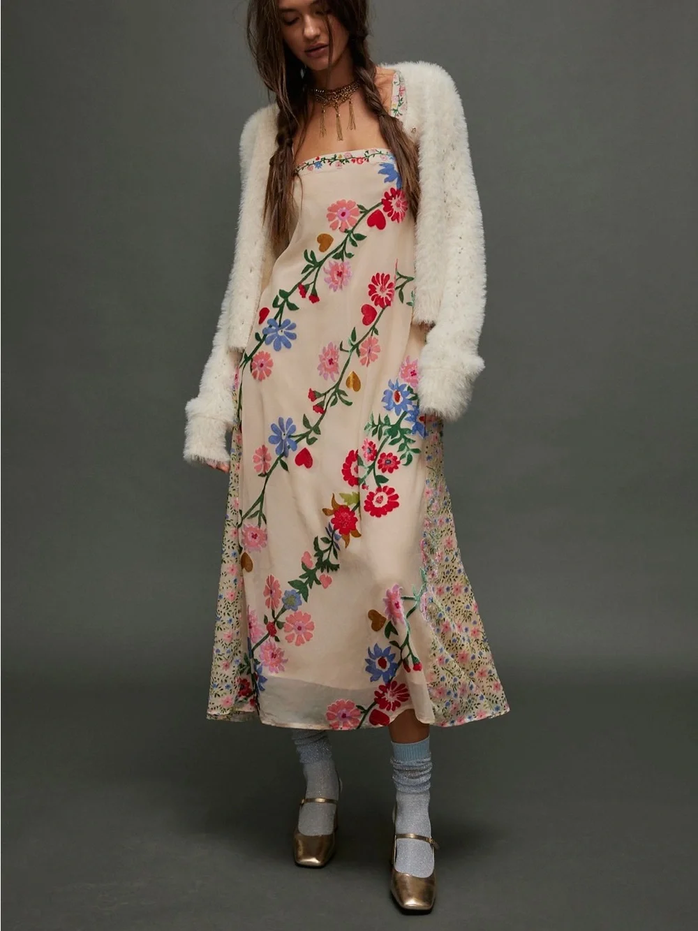 Free People falling petals velvet maxi dress - Picture 1 of 4